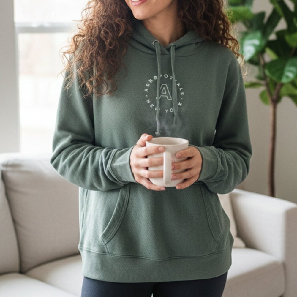 Aeropostale NYC Green New York Circle Pullover Hoodie Large Sweatshirt